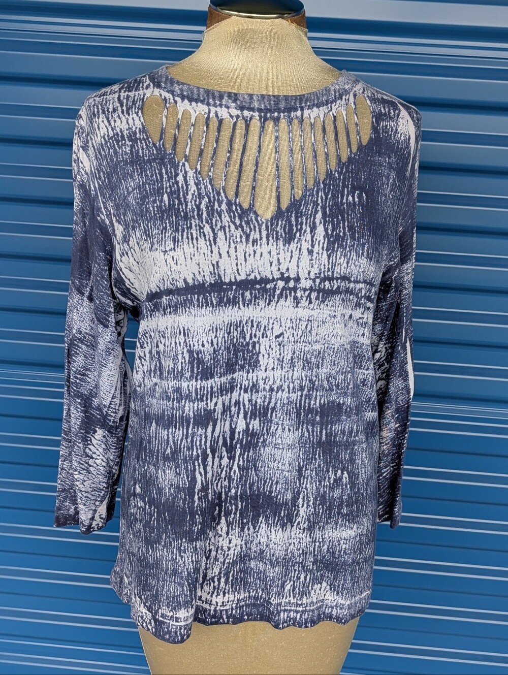 BARBARA LESSER peep yoke modal jersey top L
